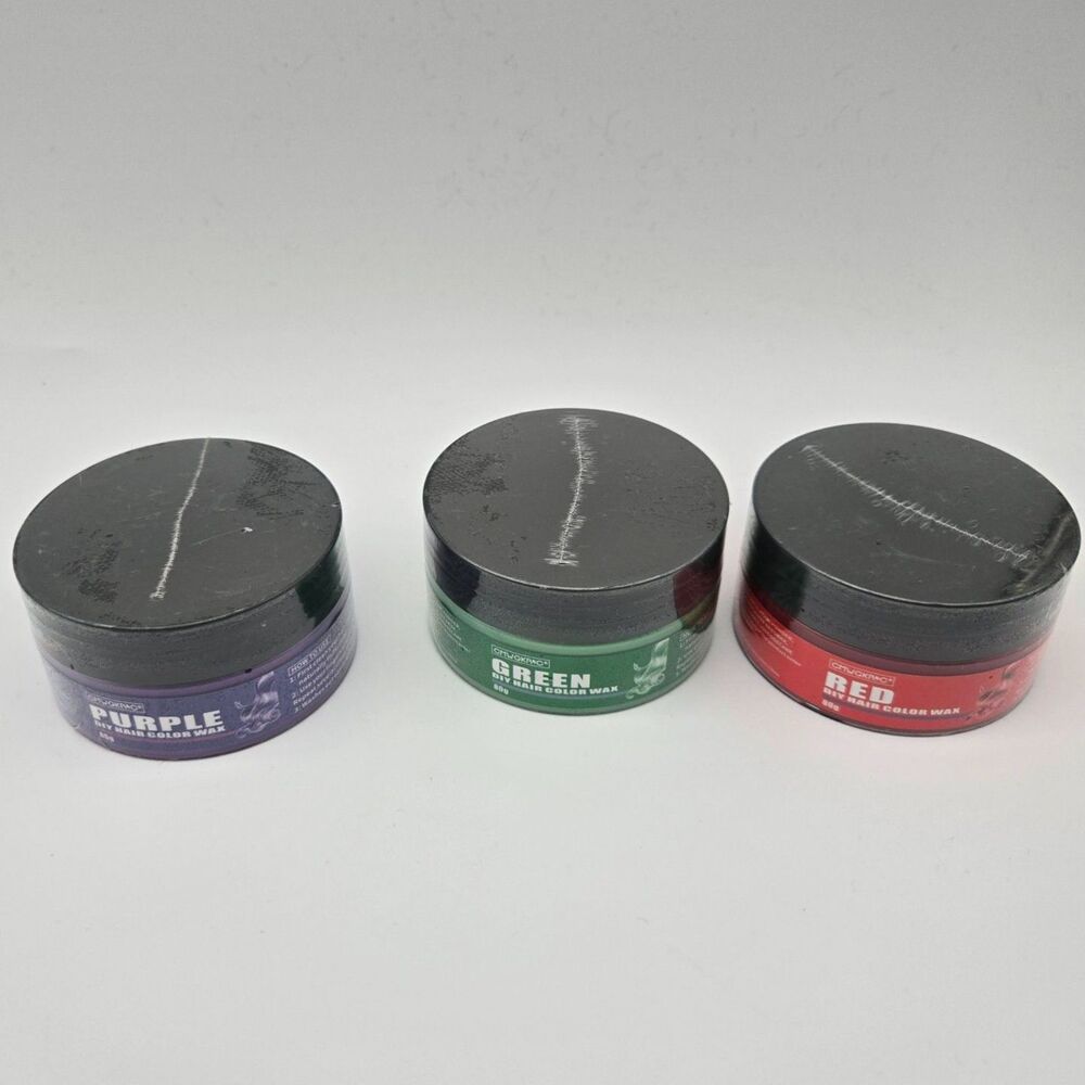 CHWGKRC Temporary DIY Hair Color Wax 80g Lot of 3 - Red Green Purple Washable